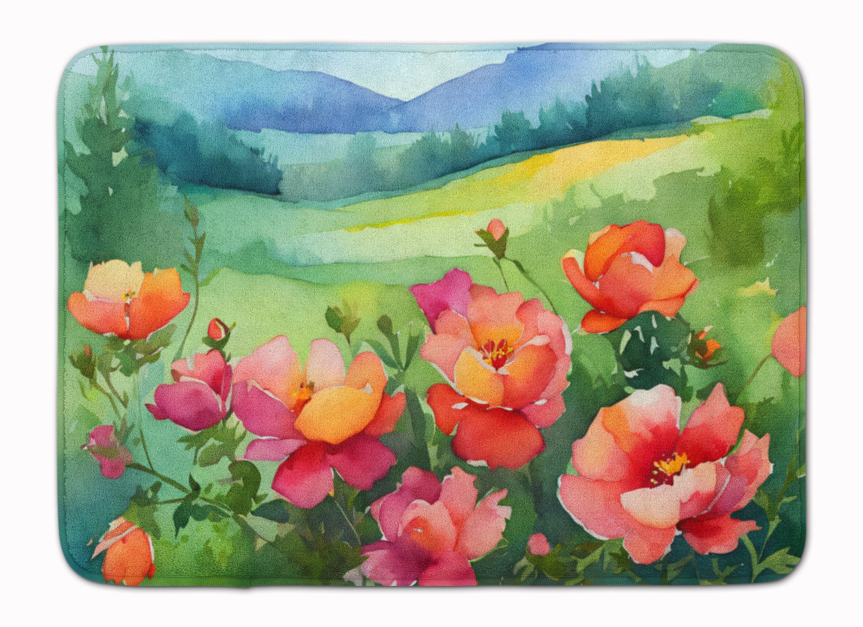 Buy this Iowa Wild Prairie Roses in Watercolor Memory Foam Kitchen Mat