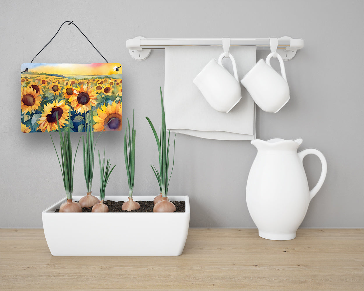 Kansas Sunflowers in Watercolor Wall or Door Hanging Prints