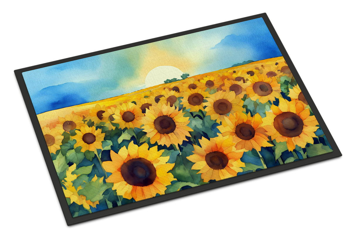 Buy this Kansas Sunflowers in Watercolor Doormat 18x27