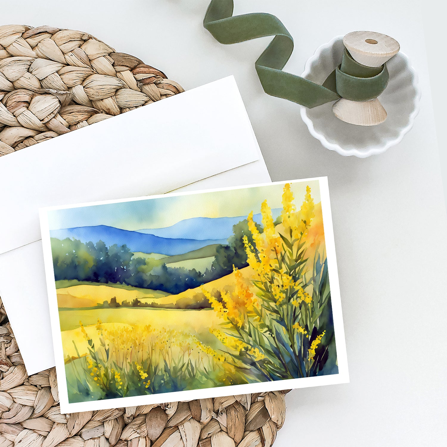 Buy this Kentucky Goldenrod in Watercolor Greeting Cards and Envelopes Pack of 8