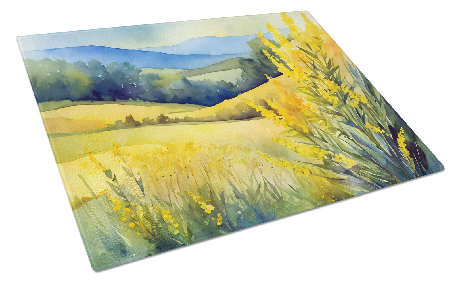 Buy this Kentucky Goldenrod in Watercolor Glass Cutting Board Large