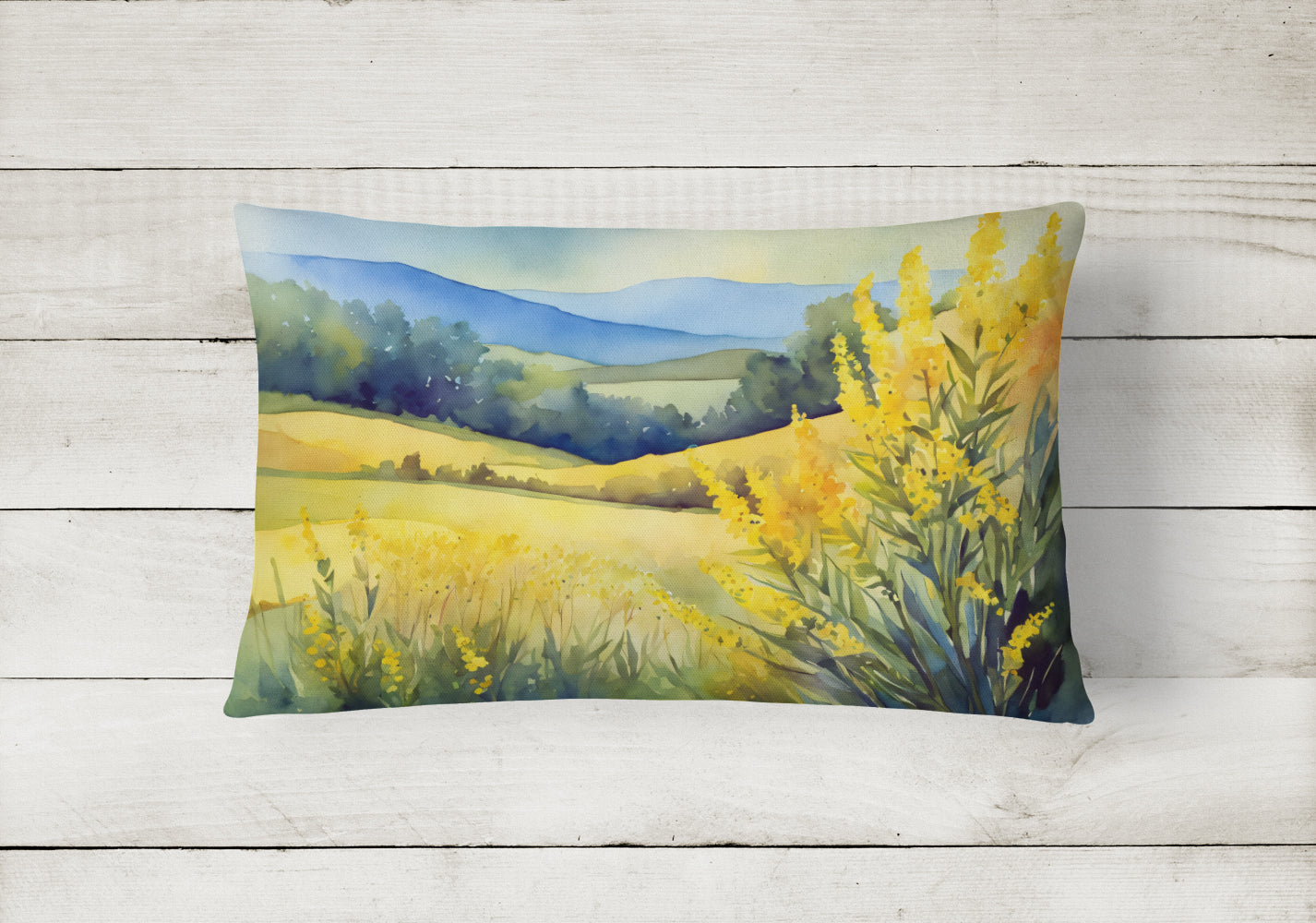 Kentucky Goldenrod in Watercolor Fabric Decorative Pillow