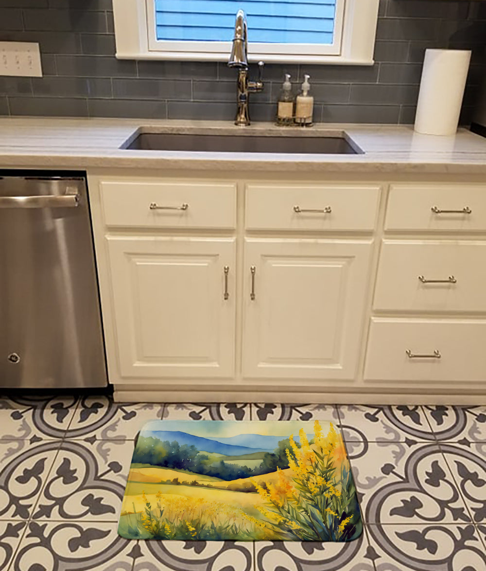 Kentucky Goldenrod in Watercolor Memory Foam Kitchen Mat
