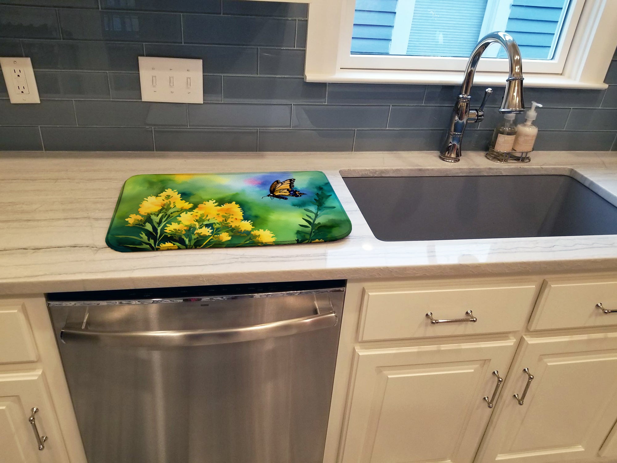 Kentucky Goldenrod in Watercolor Dish Drying Mat