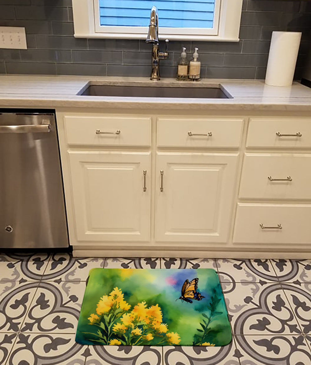 Kentucky Goldenrod in Watercolor Memory Foam Kitchen Mat
