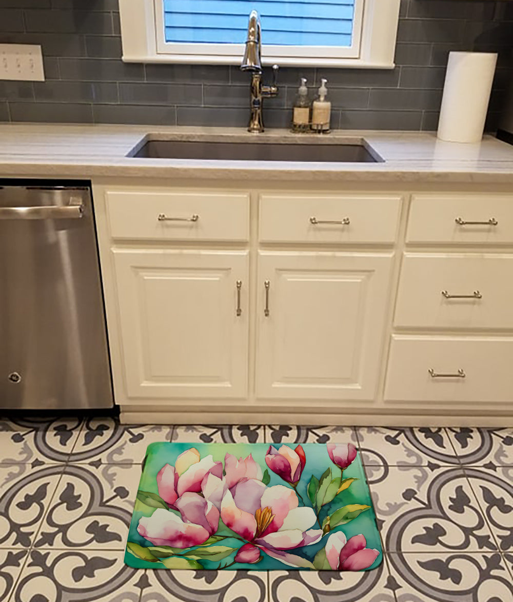 Louisiana Magnolias in Watercolor Memory Foam Kitchen Mat