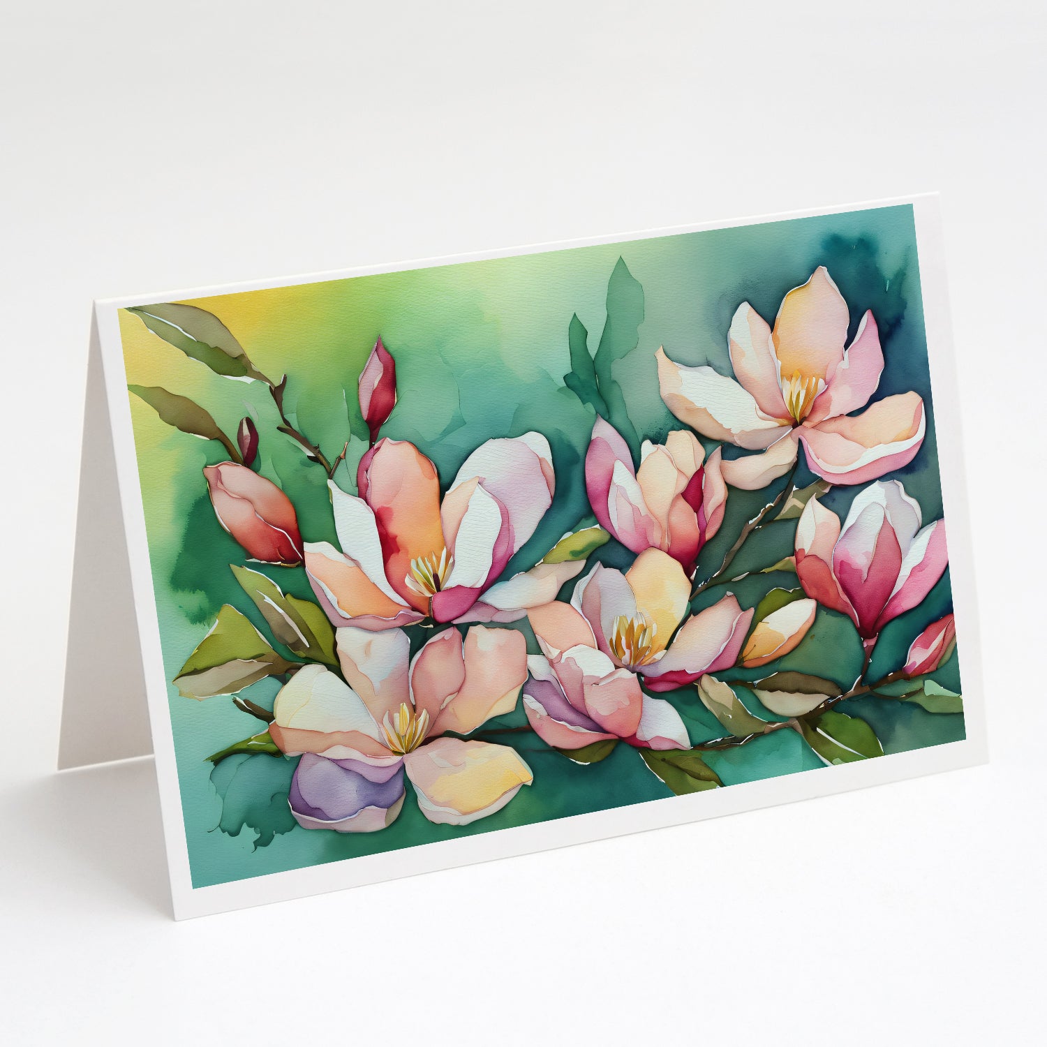 Caroline's Treasures Louisiana Magnolias in Watercolor Greeting Cards - Blank Note Cards – 8-Pack of Artist-Designed Cards with Envelopes