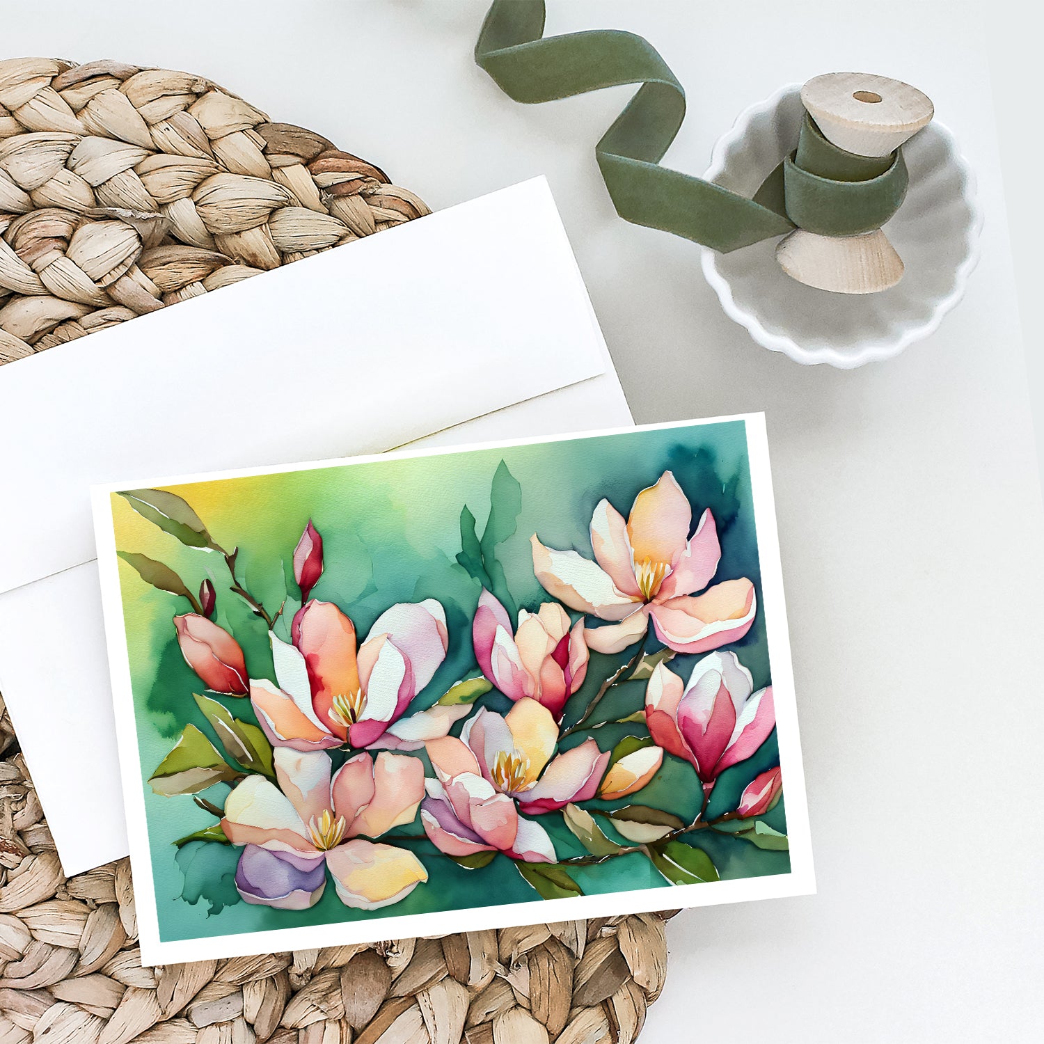 Buy this Louisiana Magnolias in Watercolor Greeting Cards and Envelopes Pack of 8