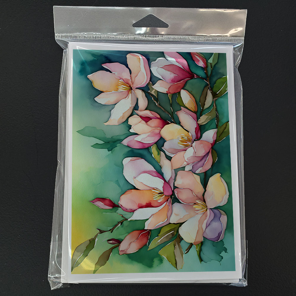 Caroline's Treasures Louisiana Magnolias in Watercolor Greeting Cards - Blank Note Cards – 8-Pack of Artist-Designed Cards with Envelopes