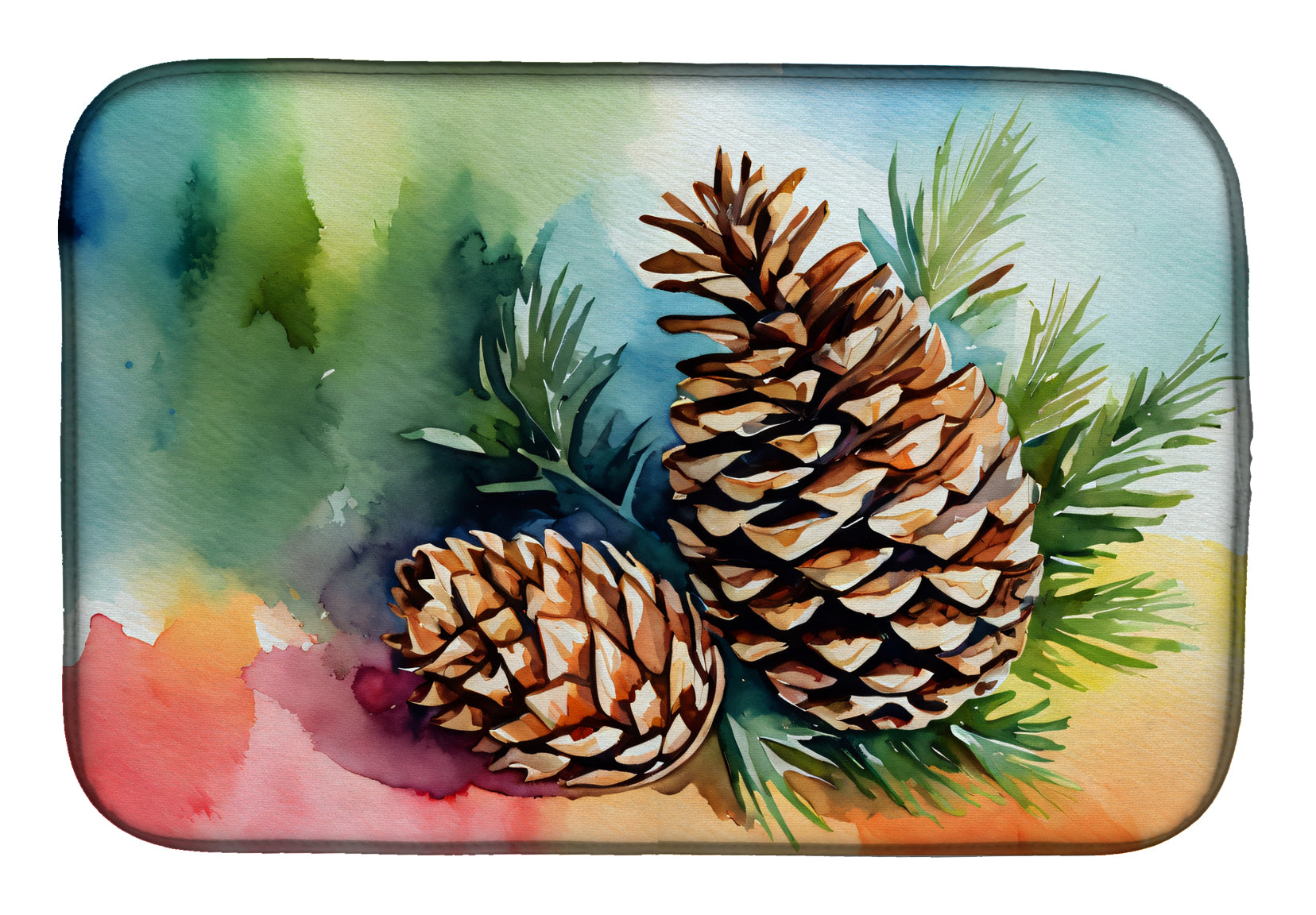 Buy this Maine White Pine Cone and Tassels in Watercolor Dish Drying Mat