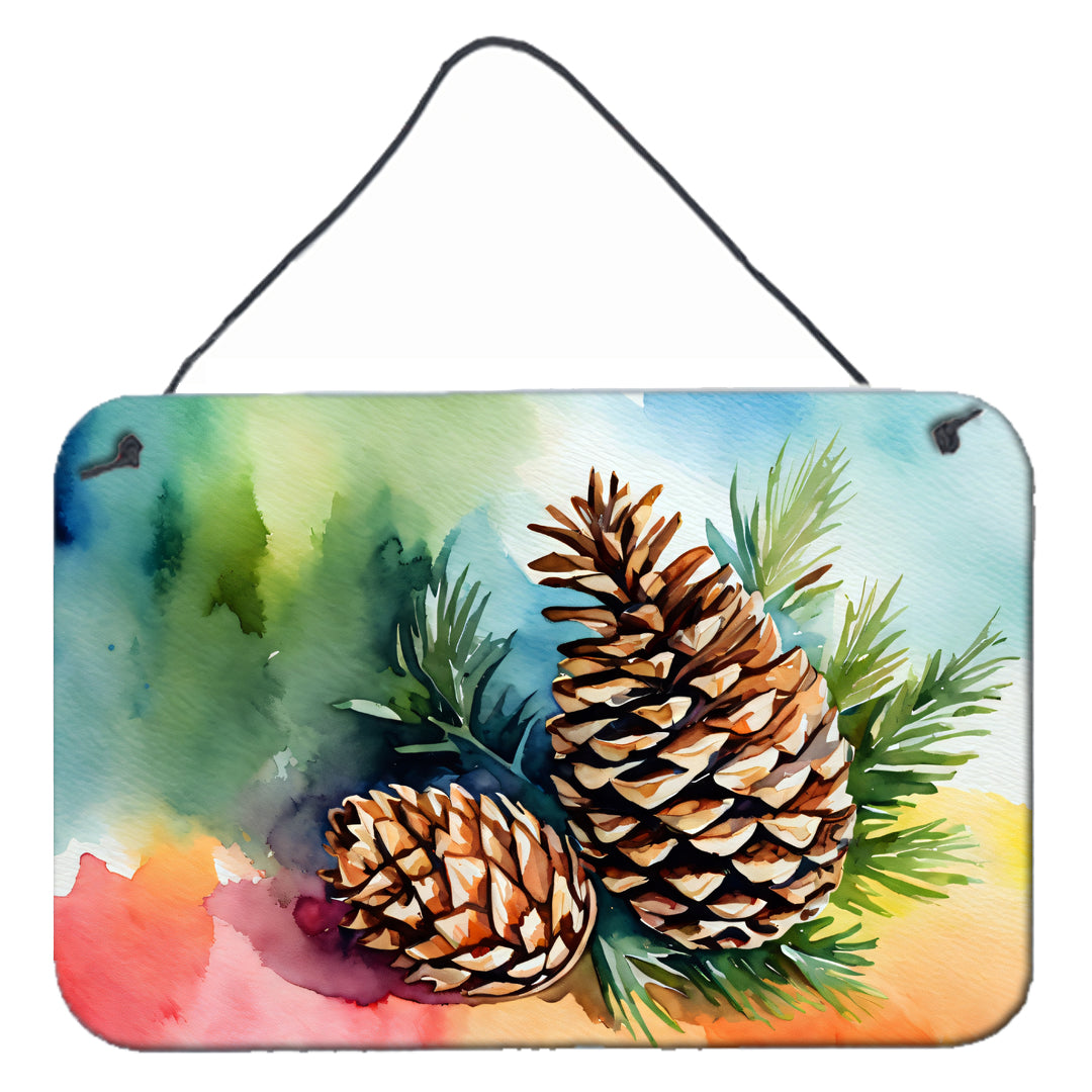 Buy this Maine White Pine Cone and Tassels in Watercolor Wall or Door Hanging Prints