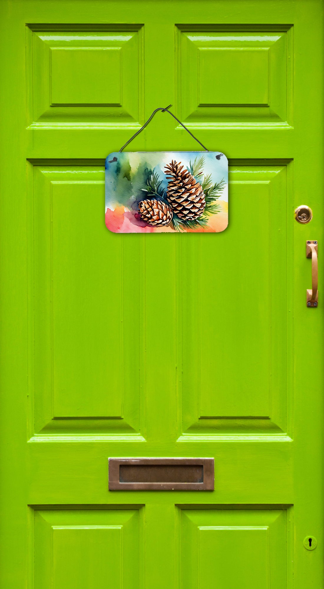 Caroline's Treasures Maine White Pine Cone and Tassels in Watercolor Wall or Door Hanging Prints