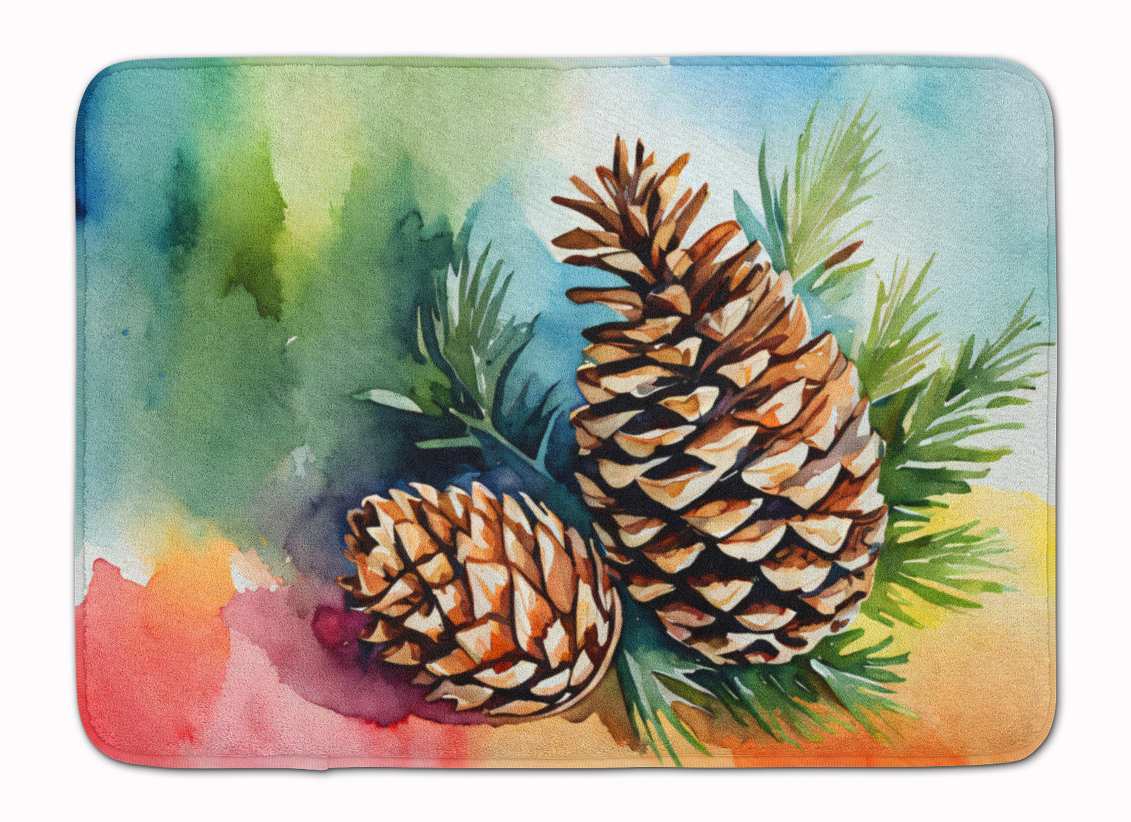 Buy this Maine White Pine Cone and Tassels in Watercolor Memory Foam Kitchen Mat