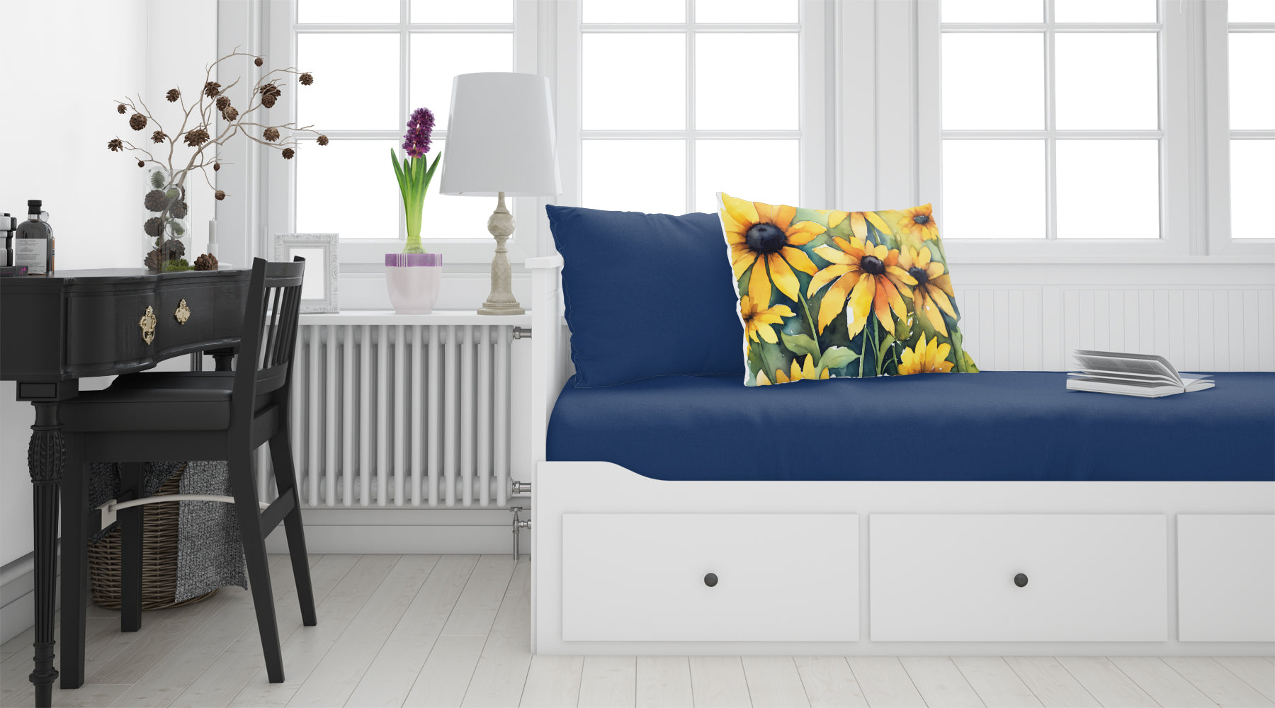 Maryland Black-Eyed Susans in Watercolor Fabric Standard Pillowcase