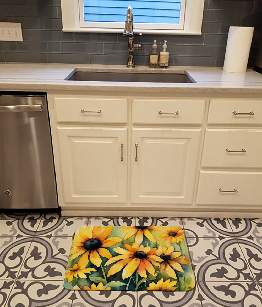 Buy this Maryland Black-Eyed Susans in Watercolor Memory Foam Kitchen Mat