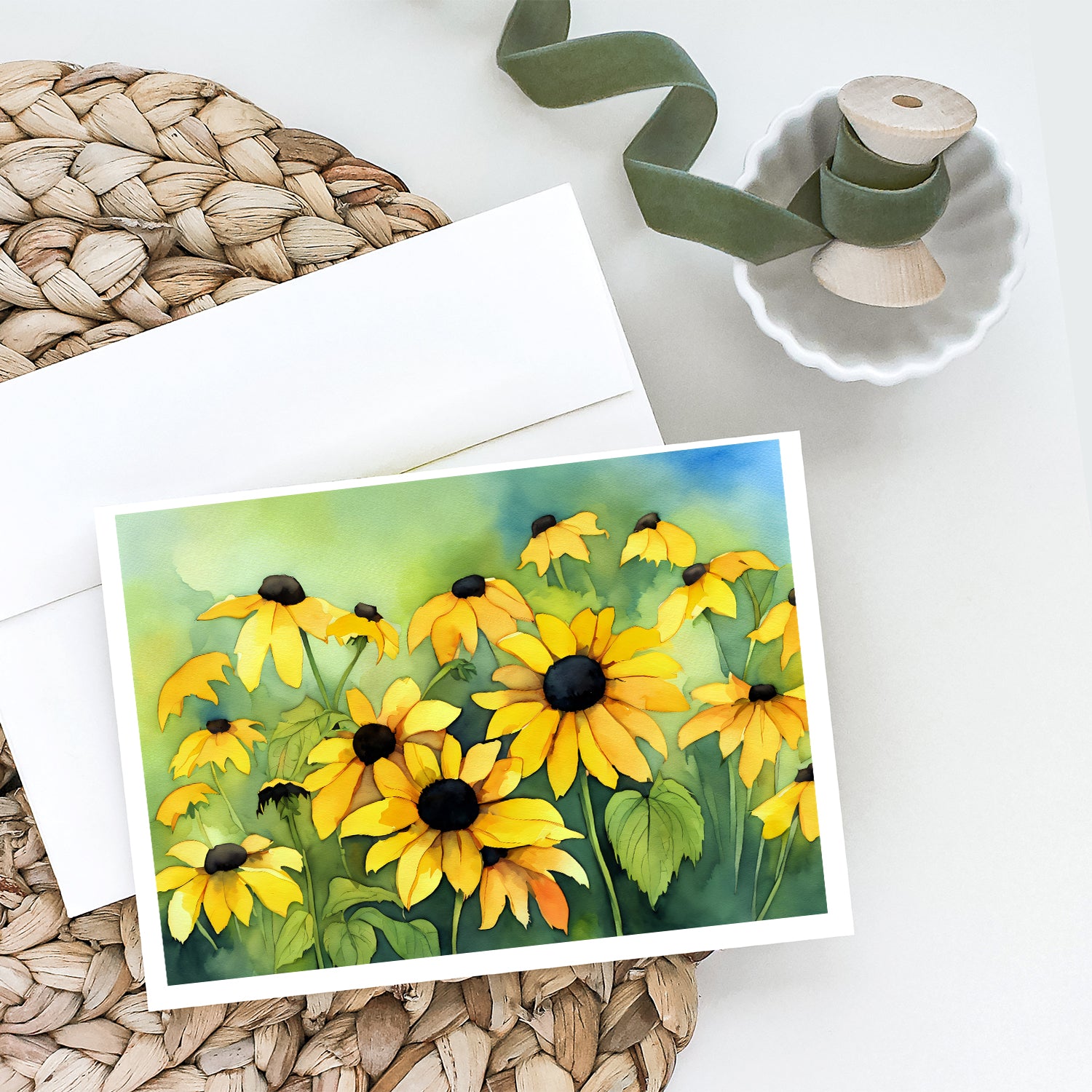 Maryland Black-Eyed Susans in Watercolor Greeting Cards and Envelopes Pack of 8