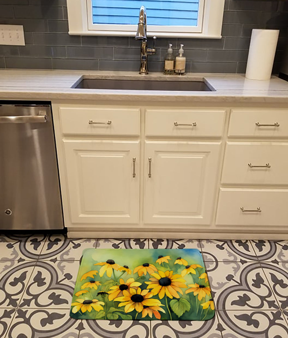 Caroline's Treasures Maryland Black-Eyed Susans in Watercolor Memory Foam Kitchen Mat