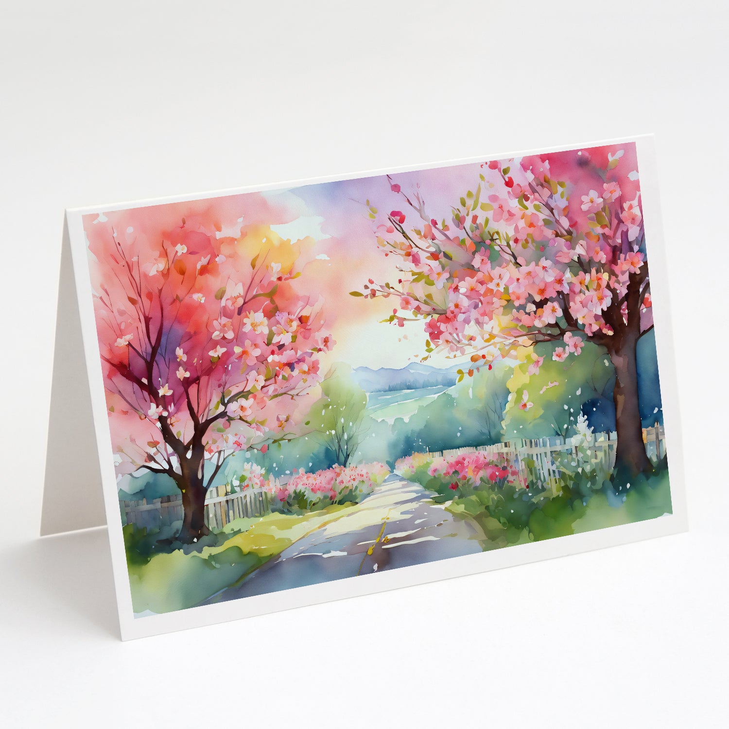 Buy this Michigan Apple Blossoms in Watercolor Greeting Cards and Envelopes Pack of 8