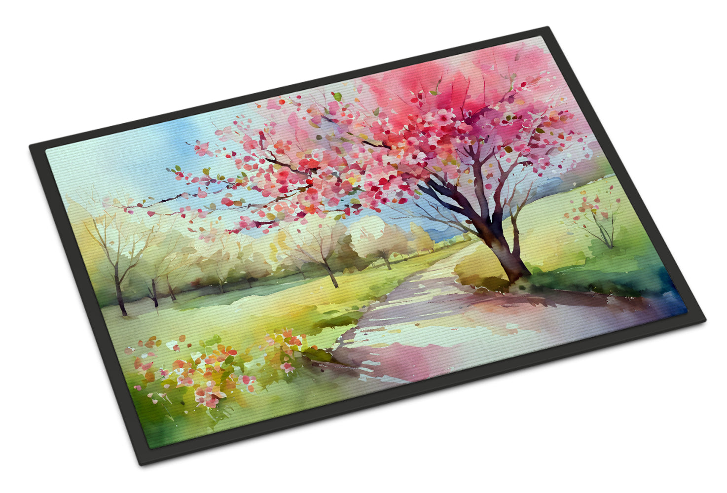 Buy this Michigan Apple Blossoms in Watercolor Doormat 18x27