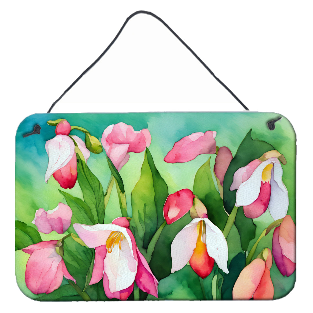 Buy this Minnesota Pink and White Lady’s Slippers in Watercolor Wall or Door Hanging Prints