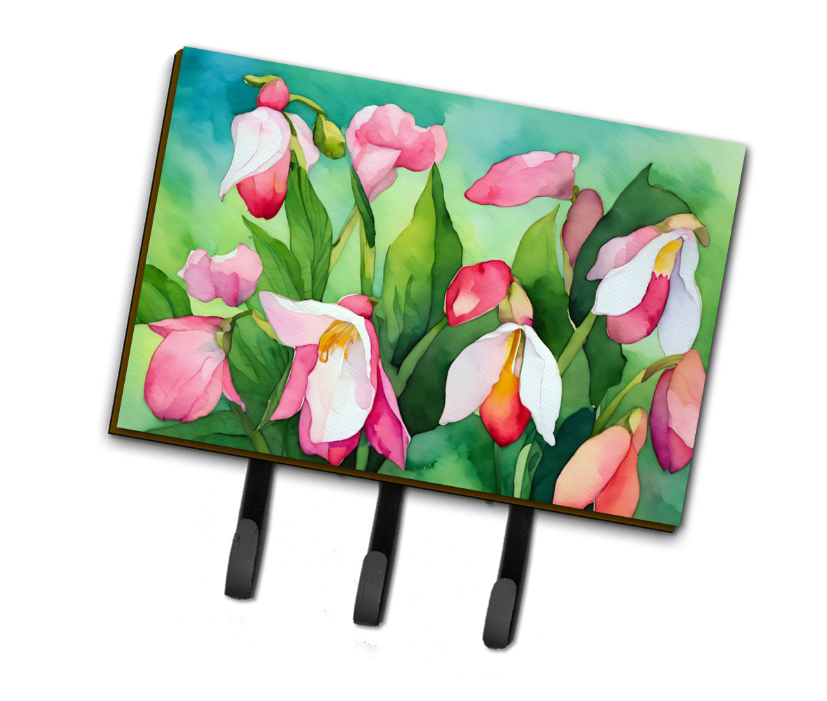 Buy this Minnesota Pink and White Lady’s Slippers in Watercolor Leash or Key Holder