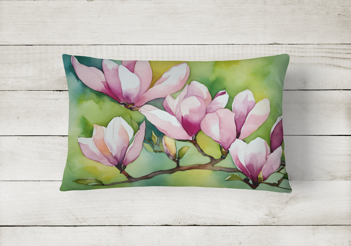 Mississippi Magnolia in Watercolor Fabric Decorative Pillow