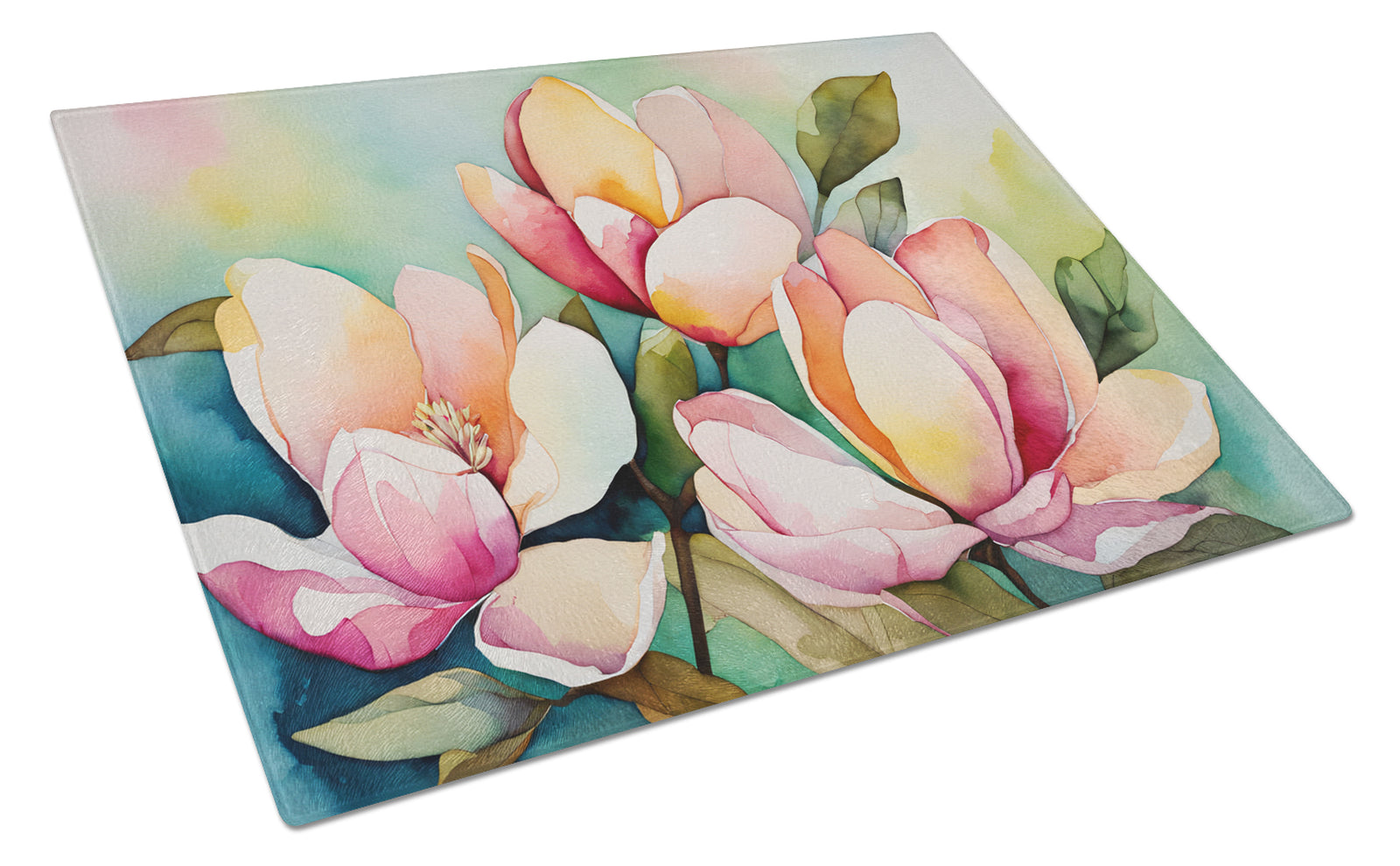 Buy this Mississippi Magnolia in Watercolor Glass Cutting Board Large