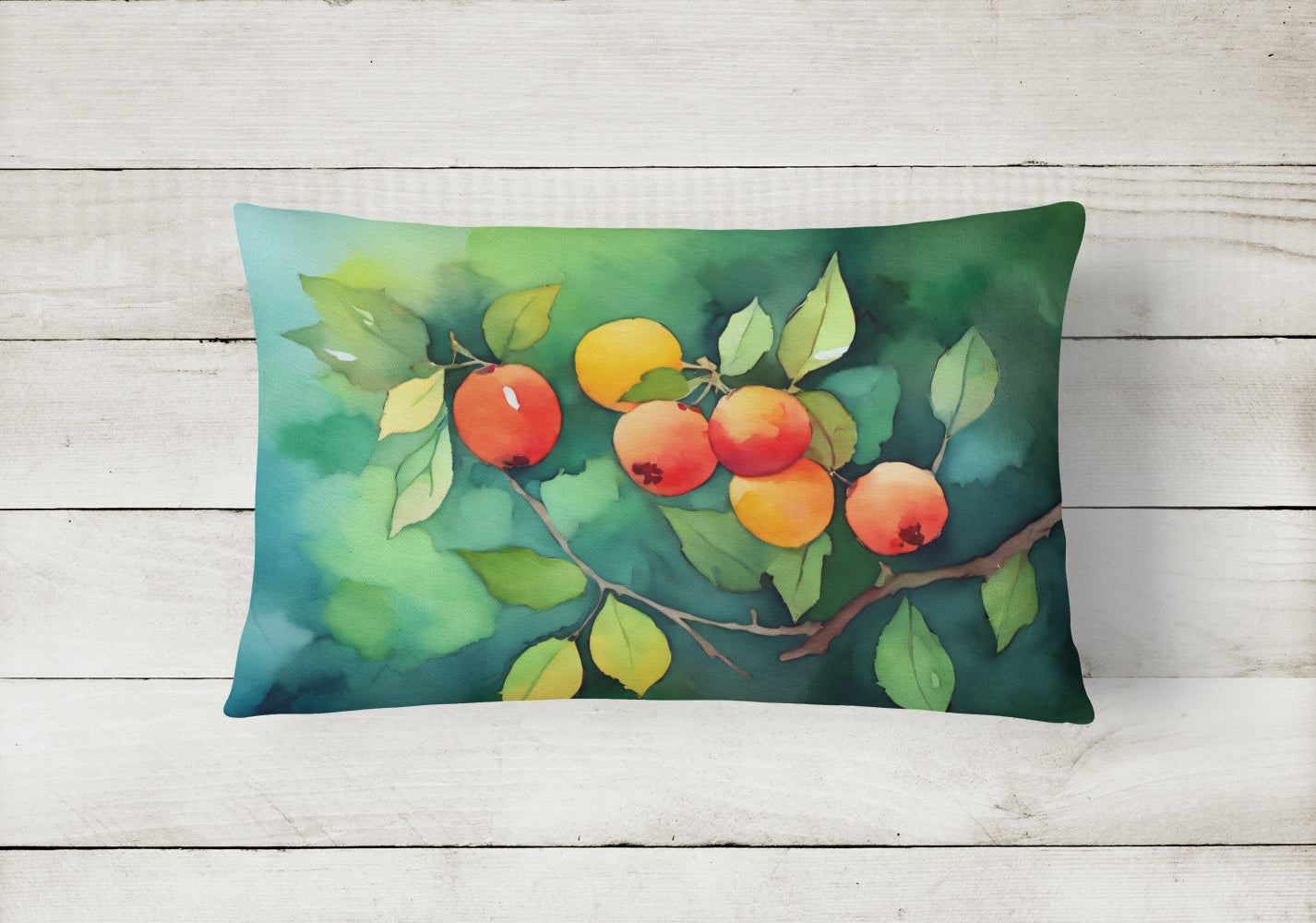 Missouri Hawthorns in Watercolor Fabric Decorative Pillow