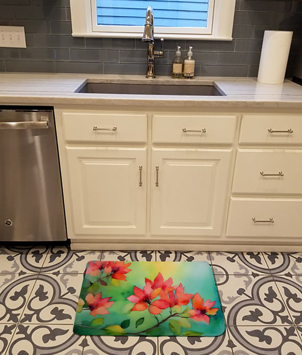 Missouri Hawthorns in Watercolor Memory Foam Kitchen Mat