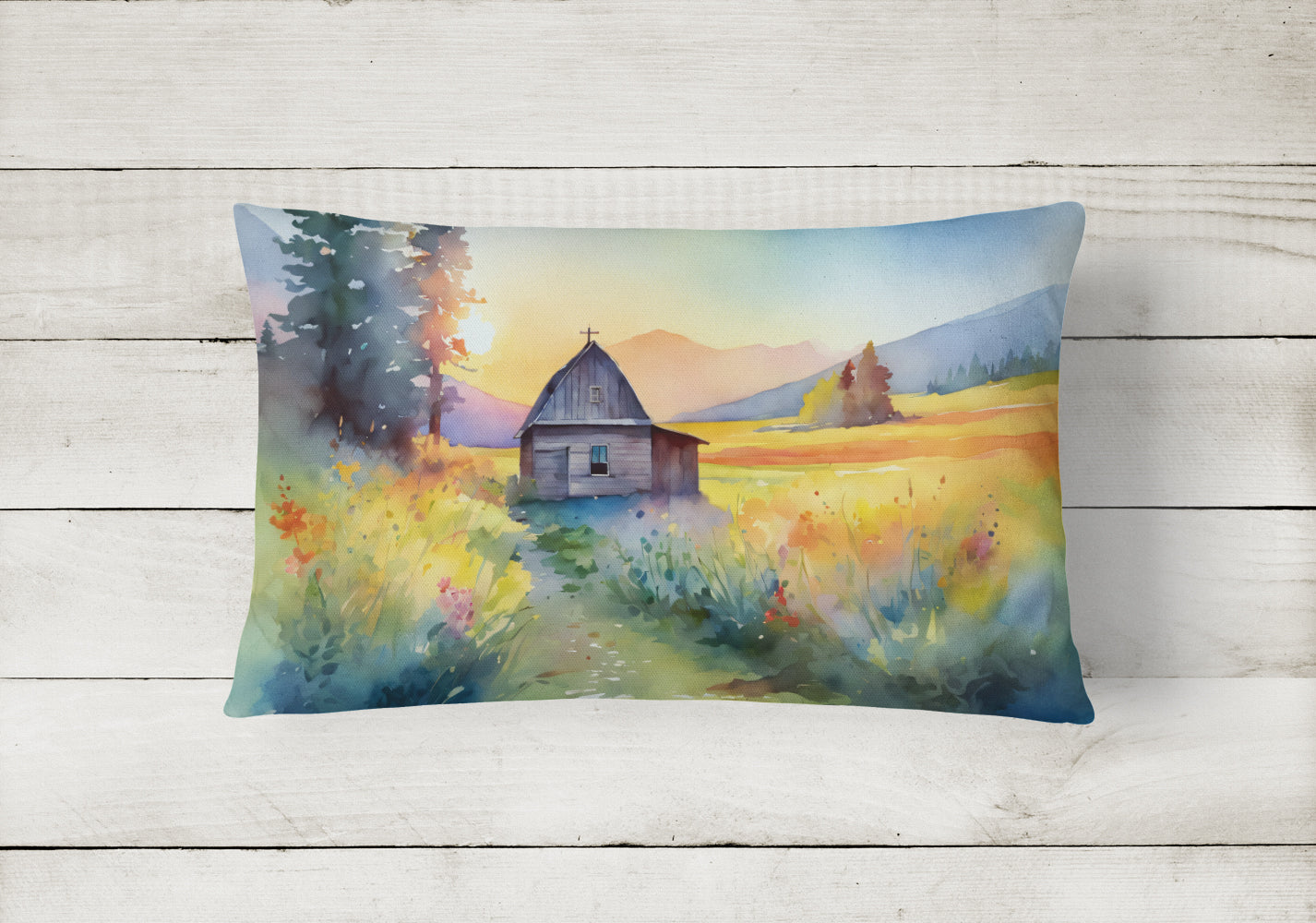 Montana Bitterroot in Watercolor Fabric Decorative Pillow