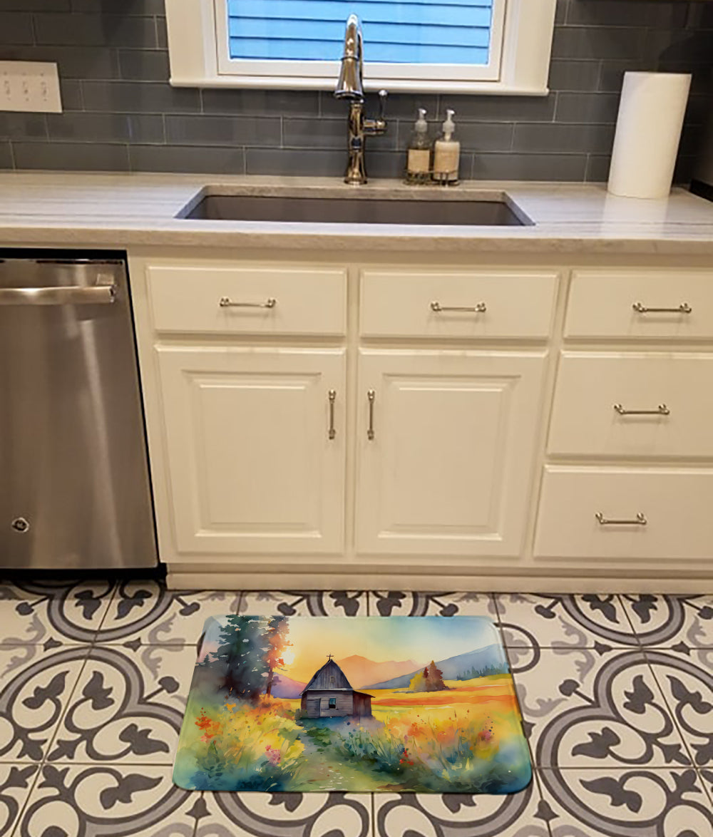Caroline's Treasures Montana Bitterroot in Watercolor Memory Foam Kitchen Mat