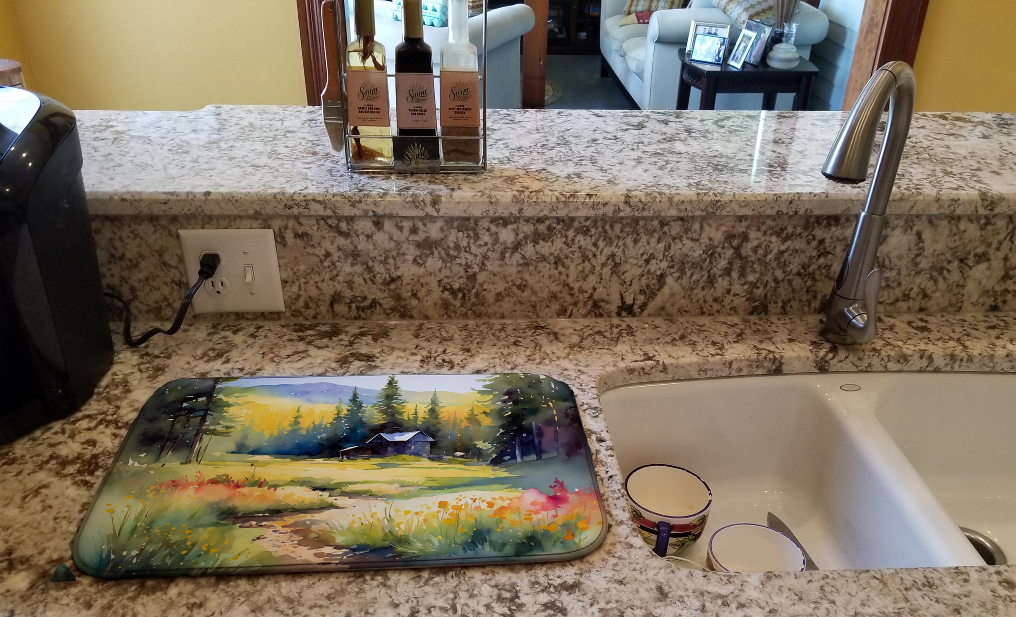 Montana Bitterroot in Watercolor Dish Drying Mat
