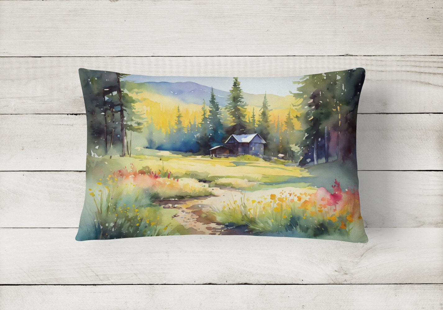 Caroline's Treasures Montana Bitterroot in Watercolor Fabric Decorative Pillow
