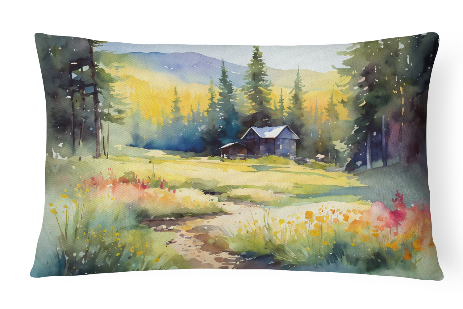 Buy this Montana Bitterroot in Watercolor Fabric Decorative Pillow