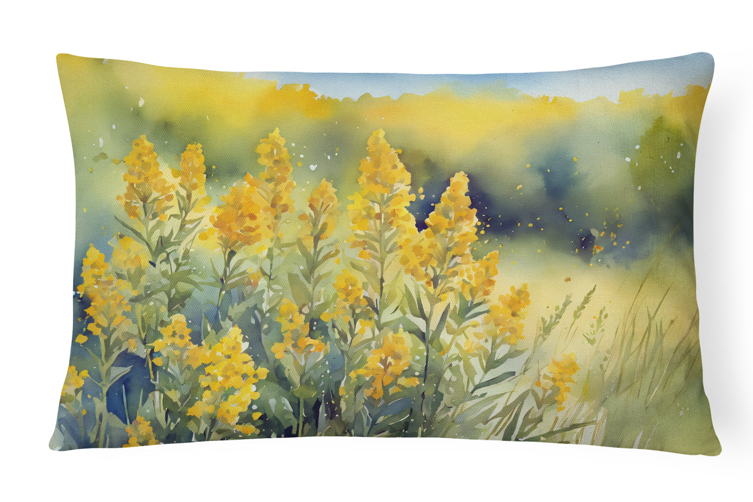 Buy this Nebraska Goldenrod in Watercolor Fabric Decorative Pillow
