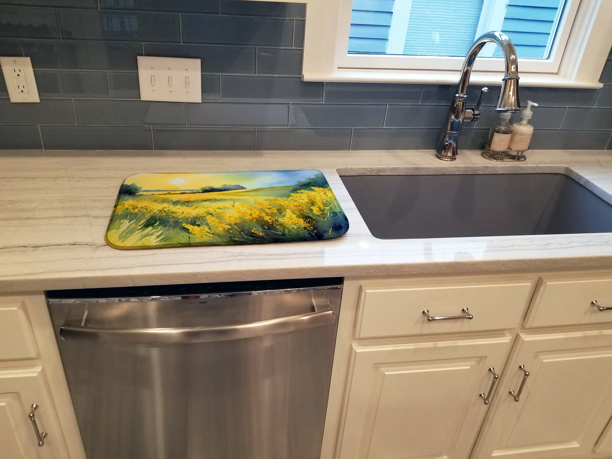 Nebraska Goldenrod in Watercolor Dish Drying Mat