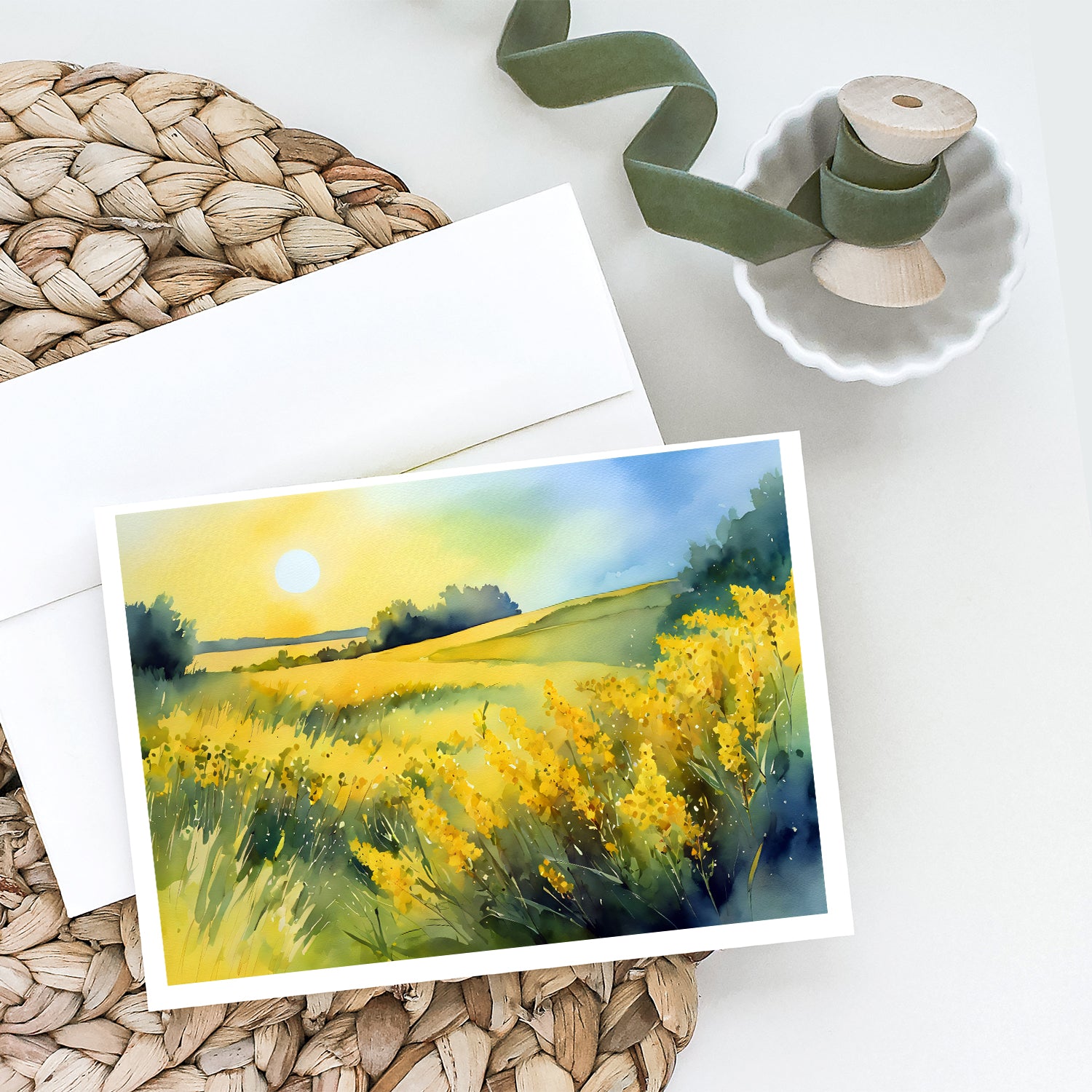 Buy this Nebraska Goldenrod in Watercolor Greeting Cards and Envelopes Pack of 8