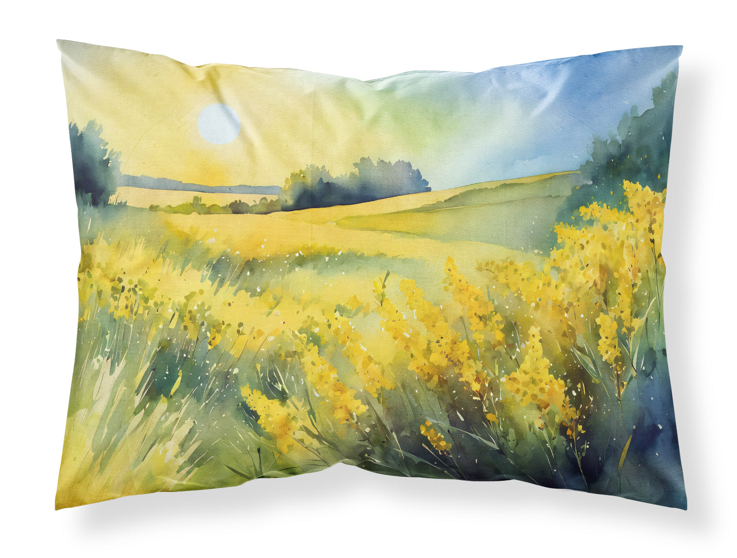 Buy this Nebraska Goldenrod in Watercolor Fabric Standard Pillowcase