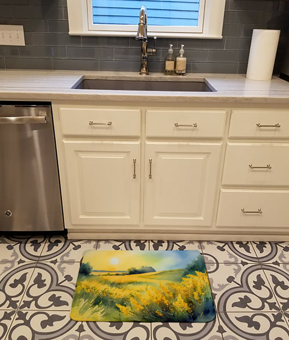 Buy this Nebraska Goldenrod in Watercolor Memory Foam Kitchen Mat