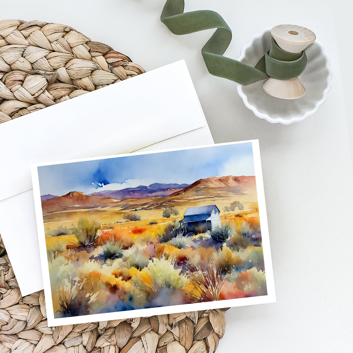 Nevada Sagebrush in Watercolor Greeting Cards and Envelopes Pack of 8