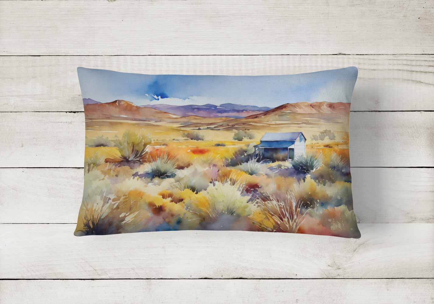 Nevada Sagebrush in Watercolor Fabric Decorative Pillow