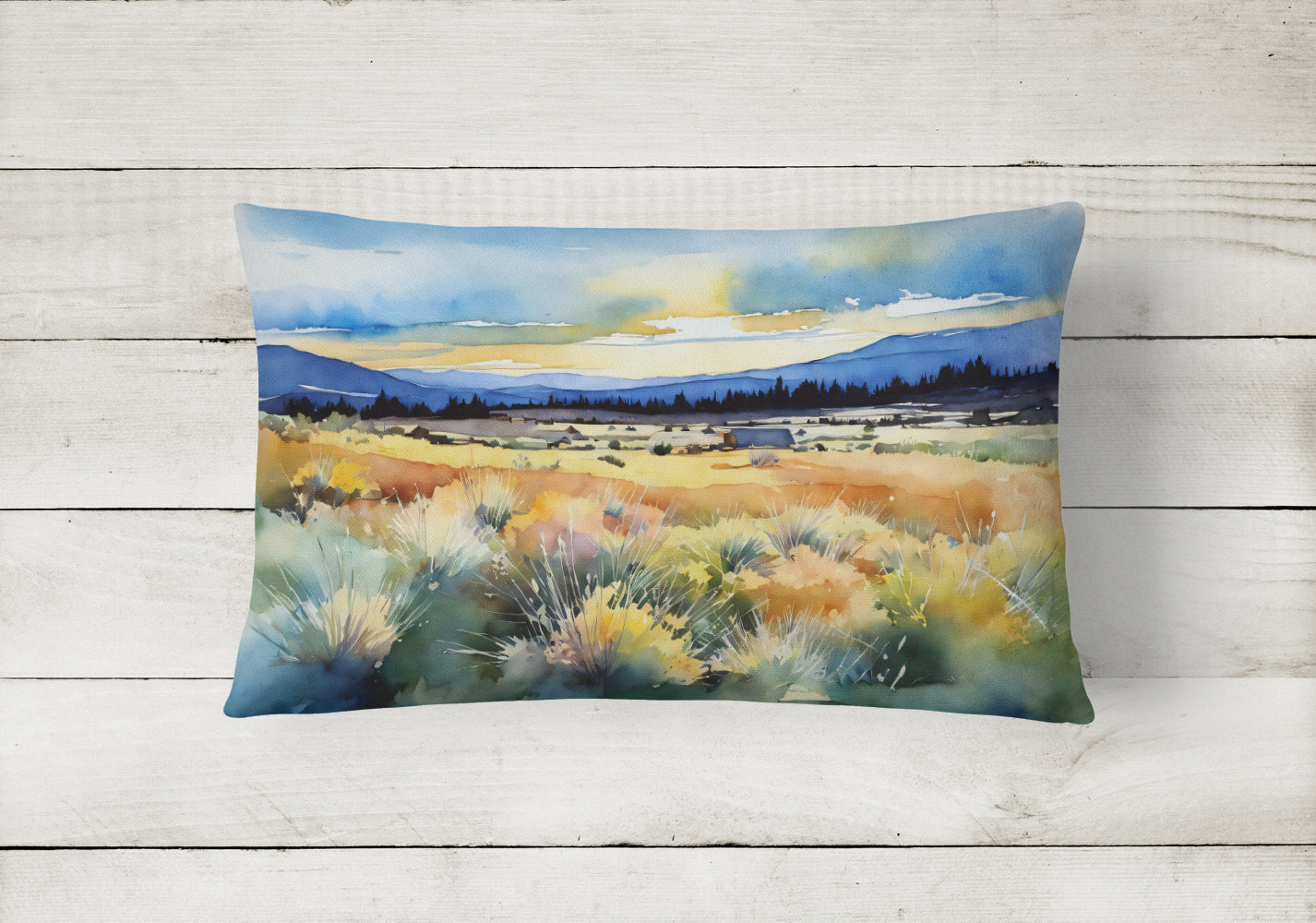 Nevada Sagebrush in Watercolor Fabric Decorative Pillow
