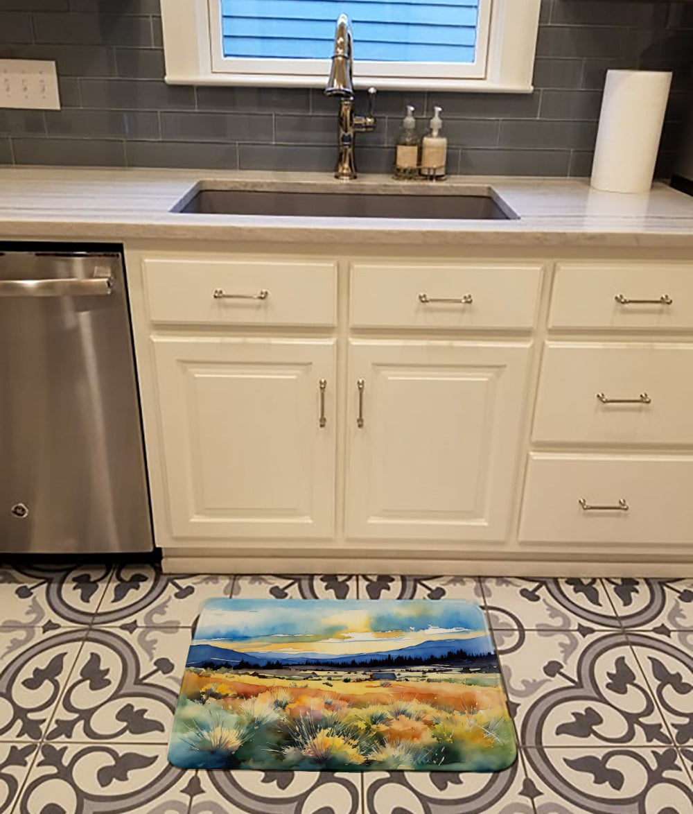 Nevada Sagebrush in Watercolor Memory Foam Kitchen Mat