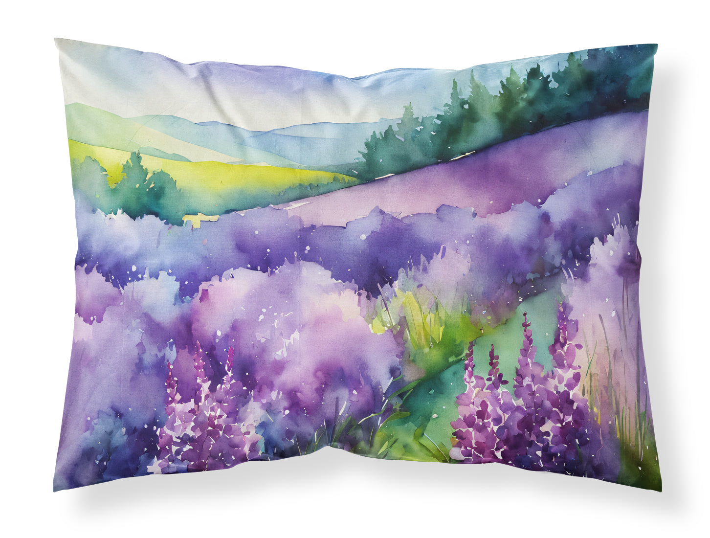 Caroline's Treasures New Hampshire Purple Lilac in Watercolor Fabric Standard Pillowcase – Artistic Decorative Front, White Back