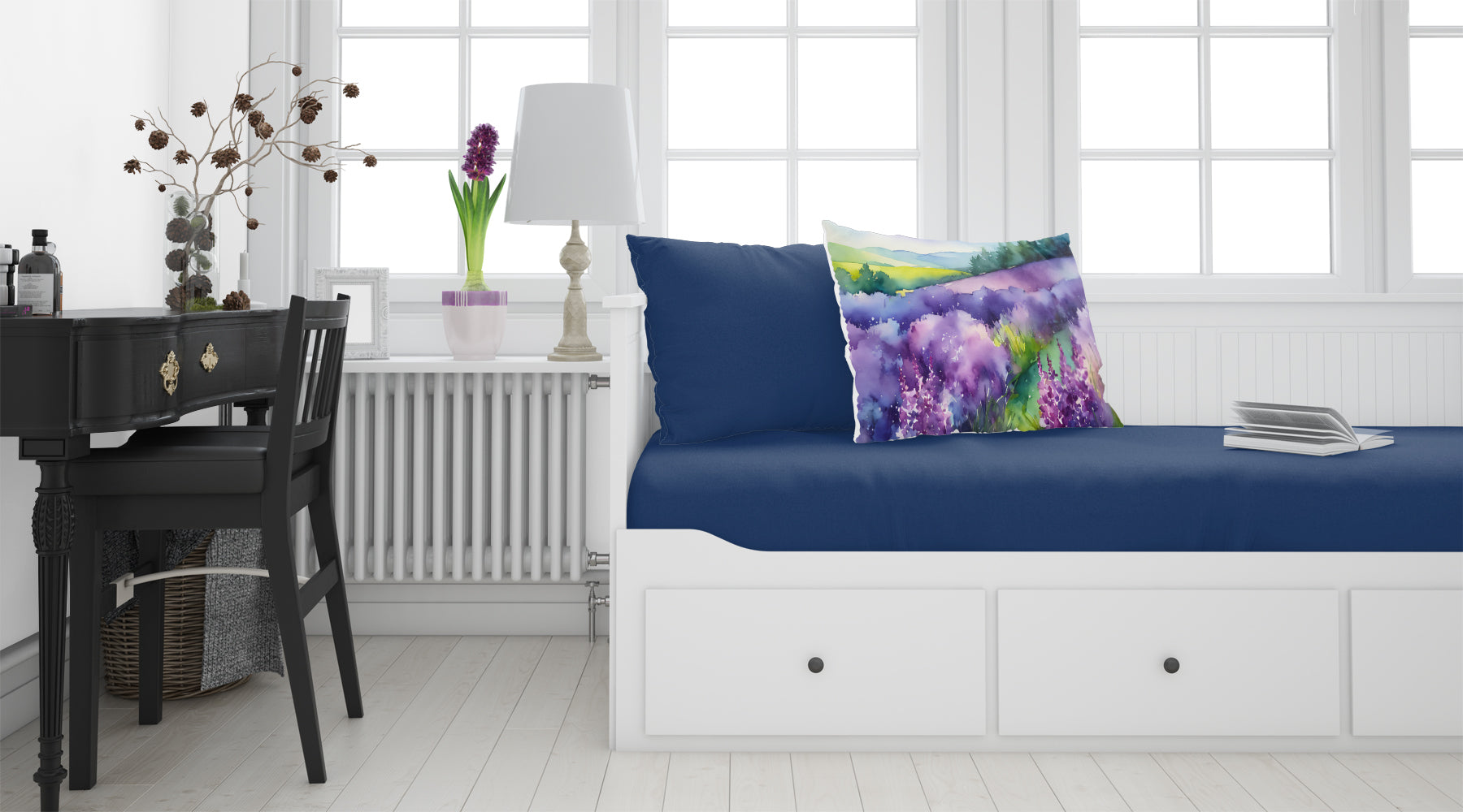 New Hampshire Purple Lilac in Watercolor Fabric Standard Pillowcase