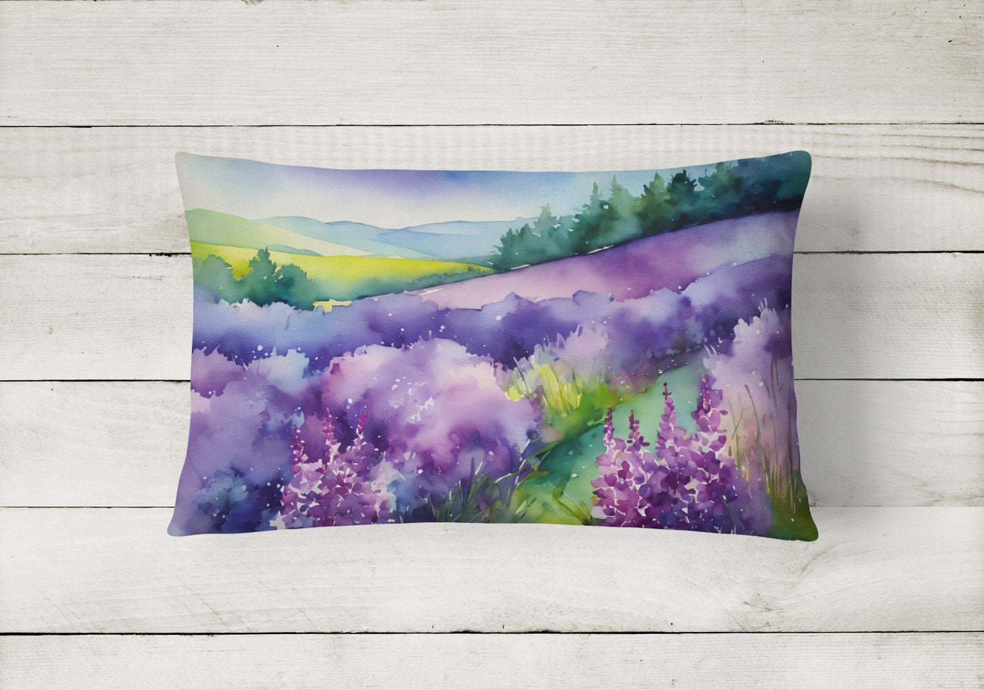 New Hampshire Purple Lilac in Watercolor Fabric Decorative Pillow