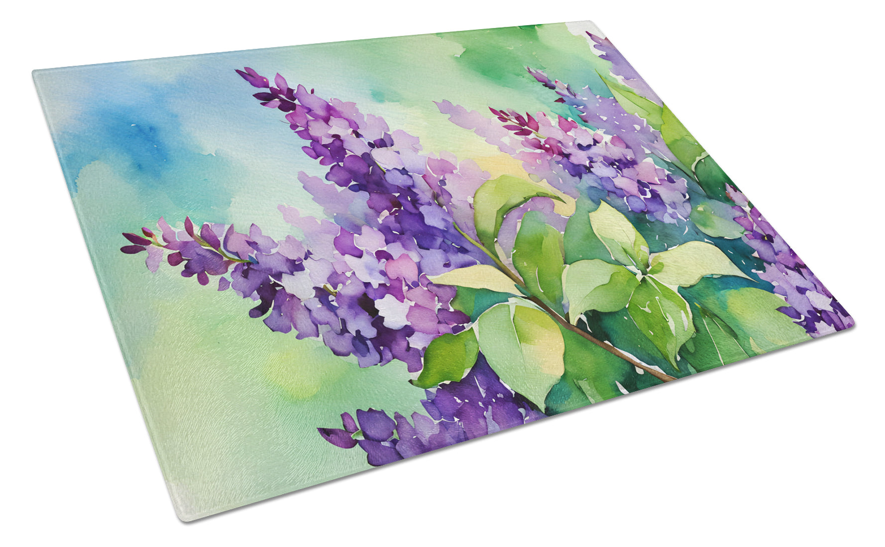 Buy this New Hampshire Purple Lilac in Watercolor Glass Cutting Board Large