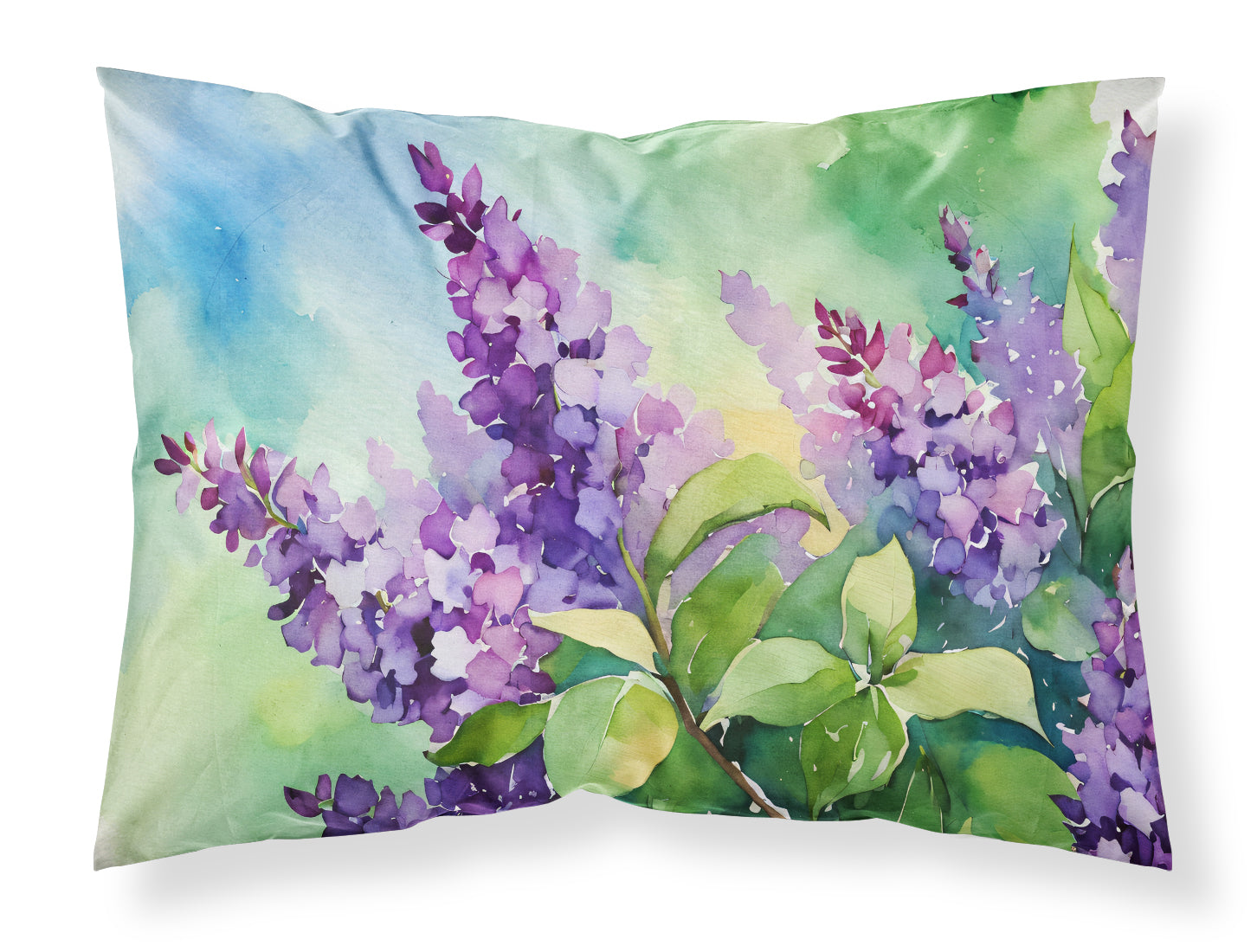 Caroline's Treasures New Hampshire Purple Lilac in Watercolor Fabric Standard Pillowcase – Artistic Decorative Front, White Back