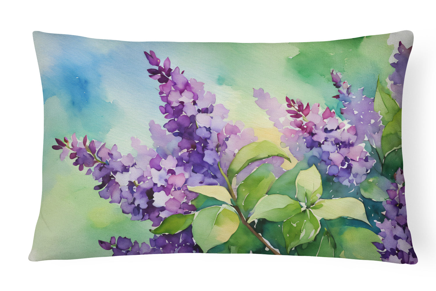 Caroline's Treasures New Hampshire Purple Lilac in Watercolor Fabric Decorative Pillow