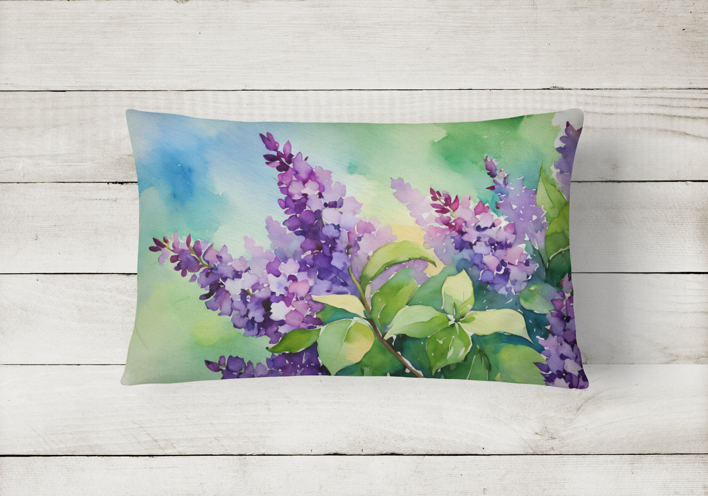 Buy this New Hampshire Purple Lilac in Watercolor Fabric Decorative Pillow